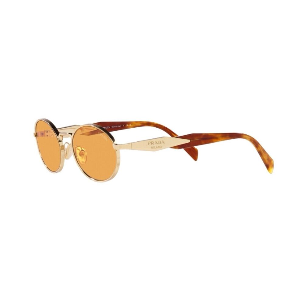 PRADA PR 65ZS ZVN02Z Pale Gold Orange Lenses Sunglasses Unisex AUTHENTIC - Picture 3 of 11